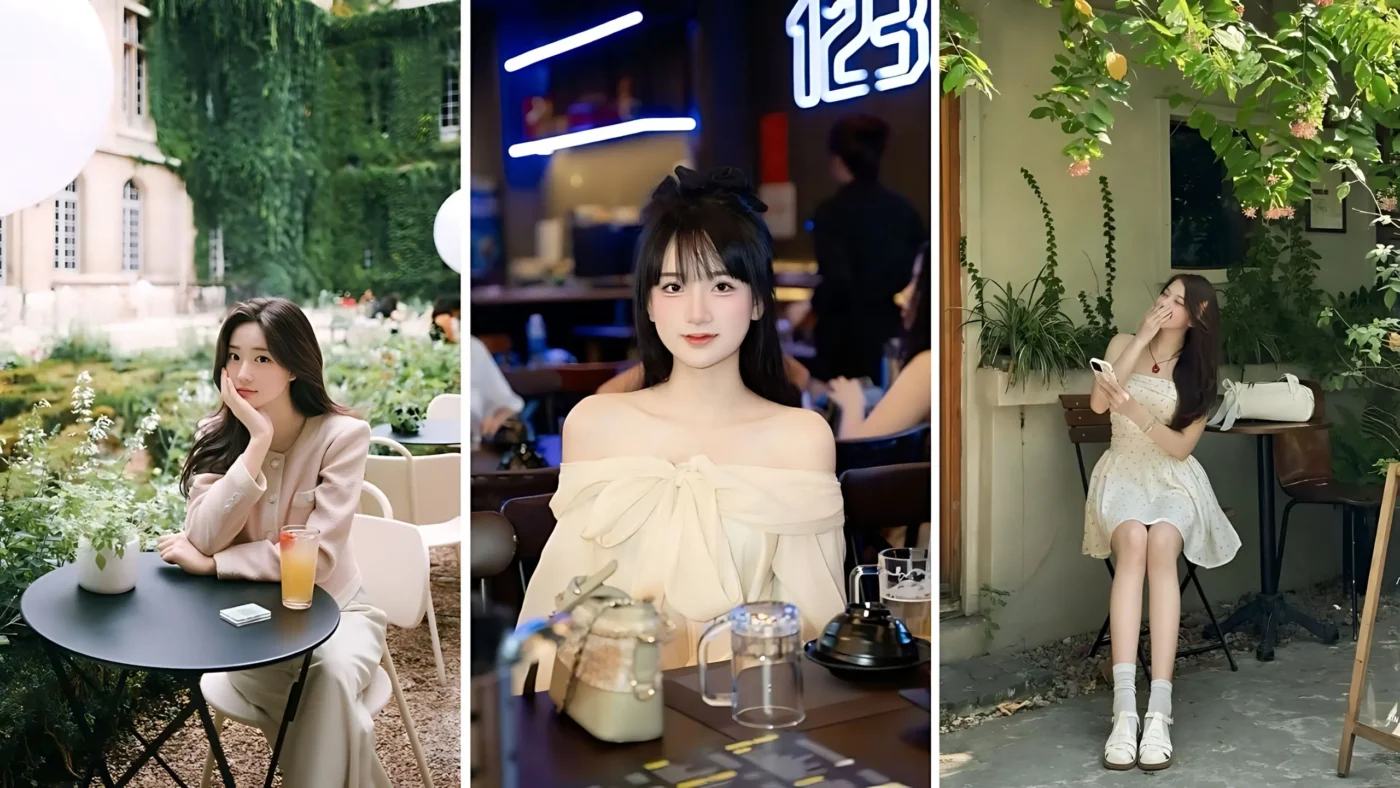 gái xinh tại quán cà phê