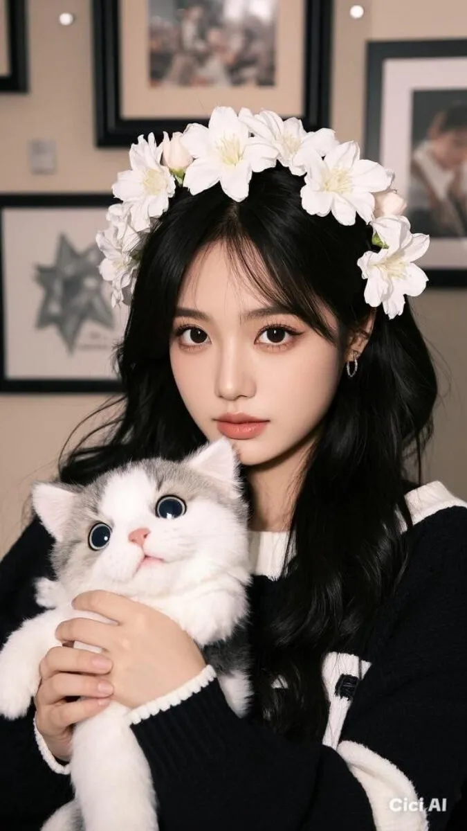 gái xinh chụp với thú cưng