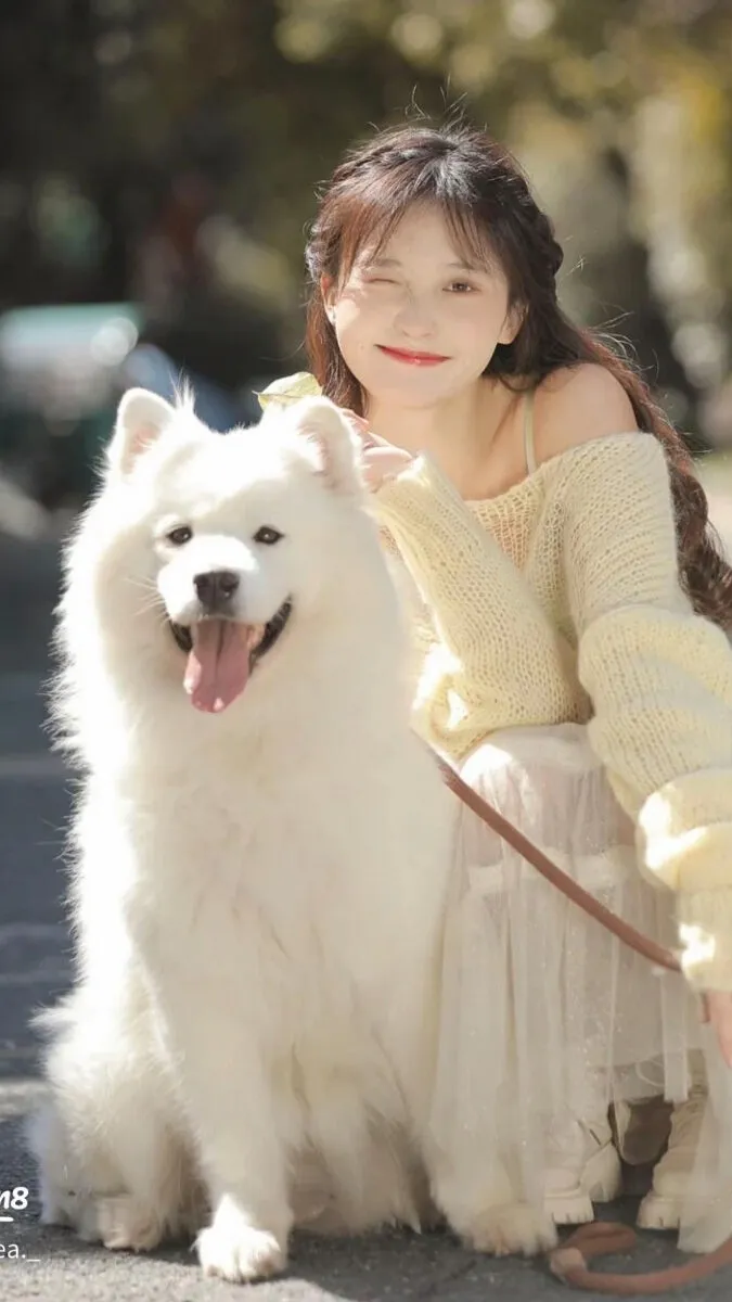 gái xinh chụp với thú cưng