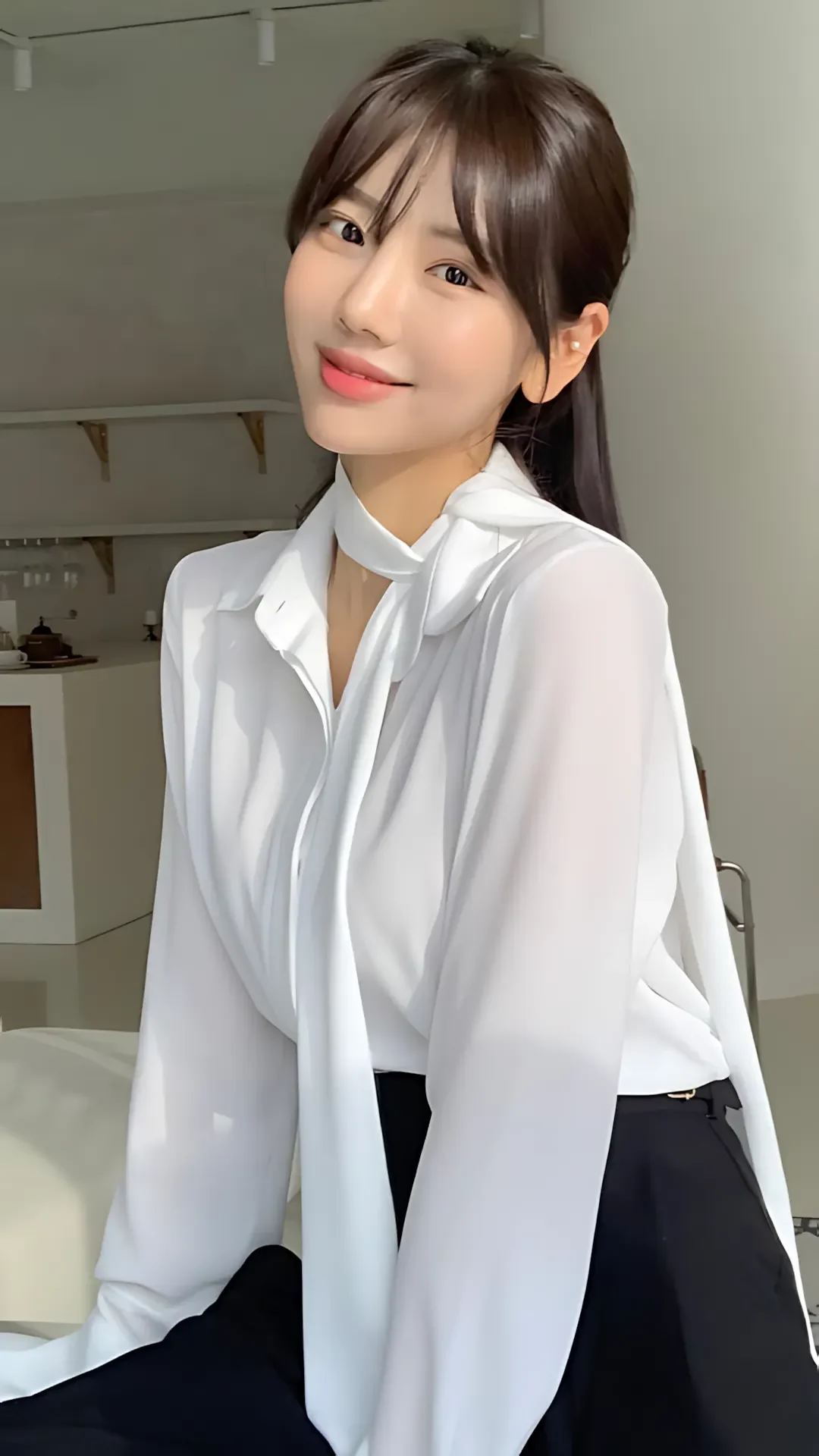 Hình Ảnh Gái Xinh Mặc Áo Sơ Mi Thanh Lịch Đầy Cảm Hứng